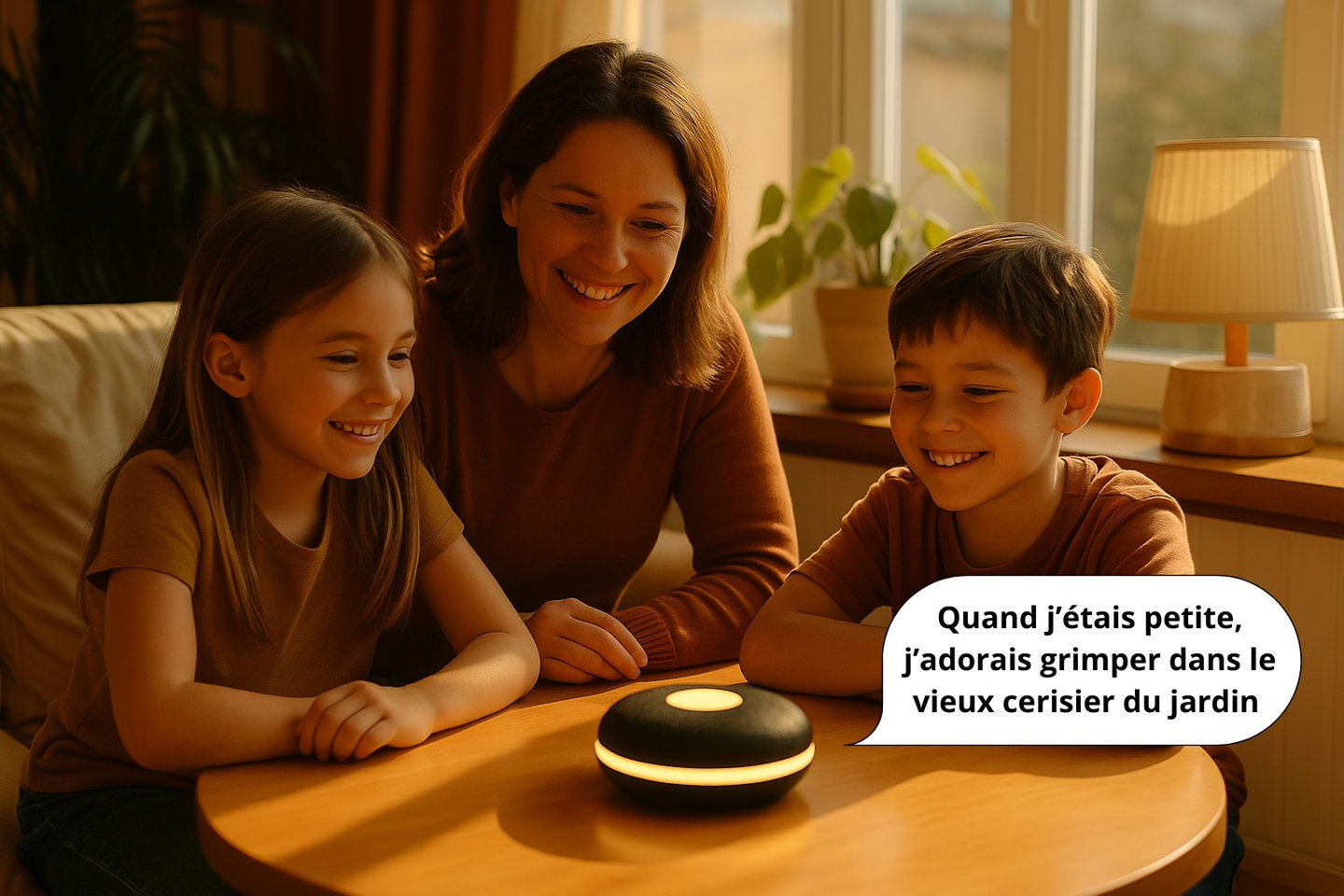 A family listens to recorded memories
